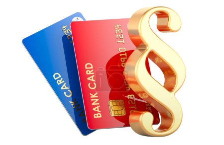 Téléchargez les photos : Cartes bancaires de crédit avec symbole de section, rendu 3D - en image libre de droit