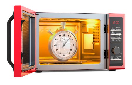 Foto de Horno microondas con cronómetro en el interior, renderizado 3D aislado sobre fondo blanco - Imagen libre de derechos