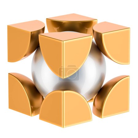 Body Centered Cubic Structure (BCC). 3D rendering isolated on white background