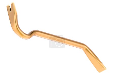 Golden Crowbar, 3D rendering isolated on white background