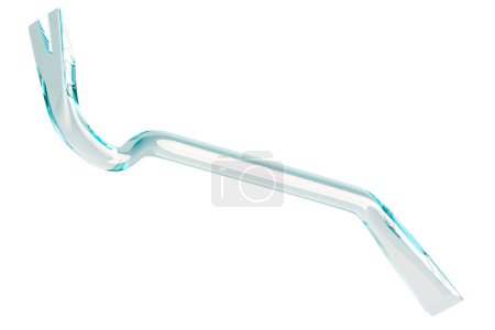 Crowbar from glass or crystal, 3D rendering isolated on white background