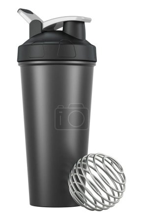 Plastic Protein Shaker with Spring Ball, 3D rendering isolated on white background 