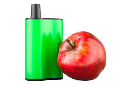 Disposable Vape with apple flavor. 3D rendering isolated on white background