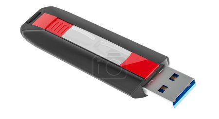 USB-Stick, 3D-Rendering isoliert auf weißem Hintergrund