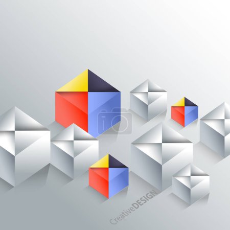 Ilustración de Fondo de cubos creativos - Sombras transparentes, fáciles de colocar en todas las superficies - Imagen libre de derechos