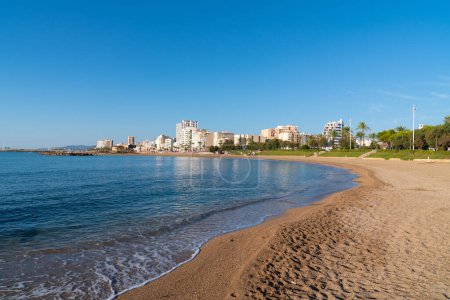 Photo for Vinaros Spain beautiful Mediterranean sandy beach located north of Peniscola and Benicarlo Castellon province - Royalty Free Image
