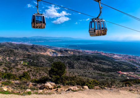 Photo for Cable cars Benalmadena Costa del Sol with view of Spanish coastline - Royalty Free Image