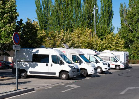 Photo for Motorhomes parked on the free aire historic town of Segovia, Castile and Leon, Spain on Thursday 31st August 2023 - Royalty Free Image