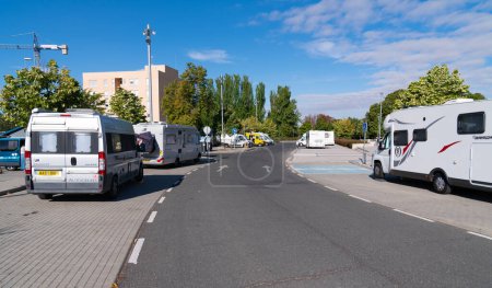 Photo for Motorhomes parked in free aire Segovia, Castile and Leon, Spain on Wednesday 30th August 2023 - Royalty Free Image