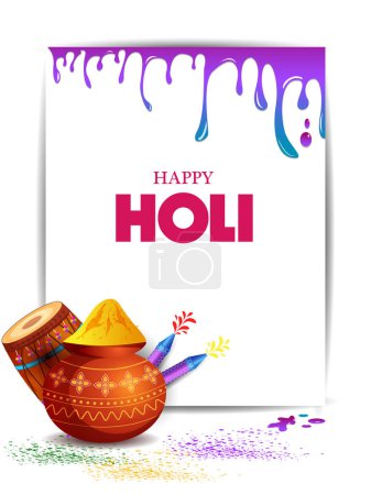 Téléchargez les photos : Illustration vectorielle de l'Inde Festival of Color Happy Holi fond - en image libre de droit
