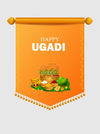 vector illustration of Happy Ugadi holiday religious festival background for Happy New Year of in India