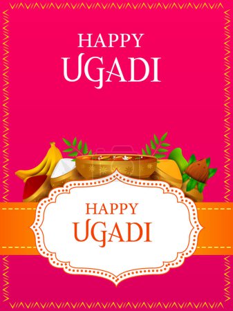 Téléchargez les illustrations : Illustration vectorielle de Happy Ugadi fond de festival religieux de vacances pour Bonne Année de en Inde - en licence libre de droit