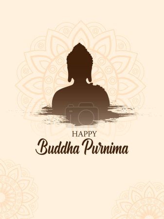 vector illustration of Lord Buddha meditating on Buddh Purnima religiou Holiday festival background