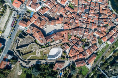Photo for Aerial top view with drone of the town of Ribadavia. Ourense, Galicia. Spain - Royalty Free Image