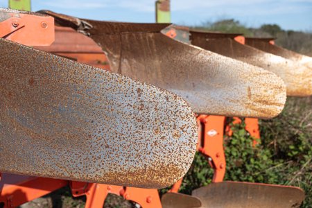 detail of a rusty old plough blade