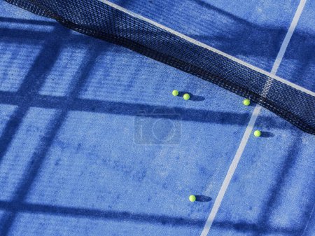 Aerial view of a part of a paddle tennis court, view from above