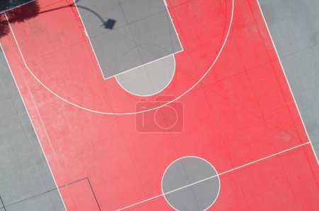 drone aerial view of a public basketball court
