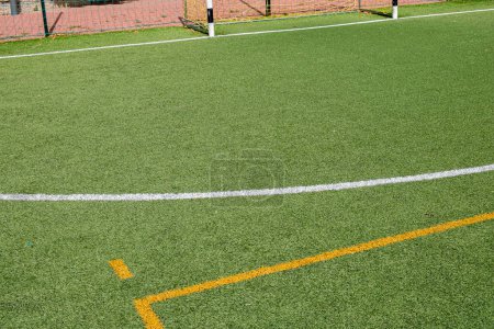 artificial grass soccer field, area and goal