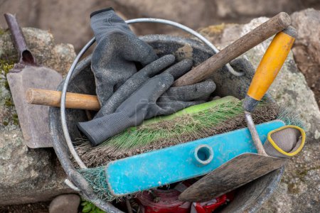 Tools in an archaeological excavation, work tools
