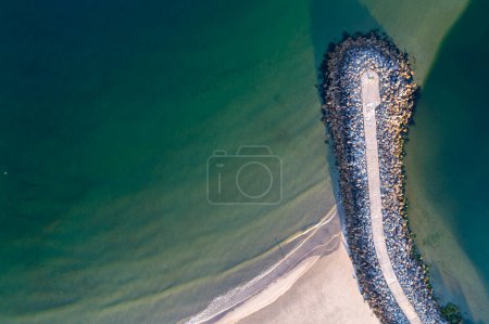 Photo for Drone aerial view of the entrance to a pier - Royalty Free Image