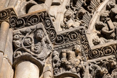 detail of the sculptures of the archivolts of the entrance of Ourense cathedral