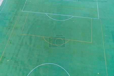 artificial grass soccer field aerial view with drone