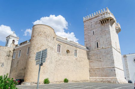 Castle with tower built with marble in the medieval town of Estremoz. Alentejo. Portugal