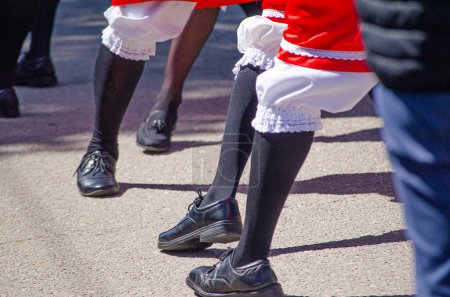 legs of some dancers of a traditional dance in Galicia, Santa Curz de Lamas. Xinzo de Limia.