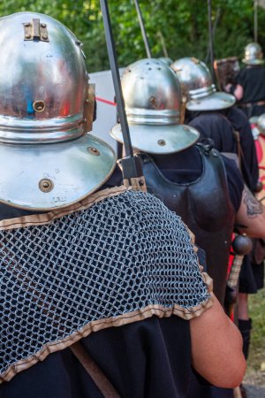 Roman legionaries at a historical reenactment festival