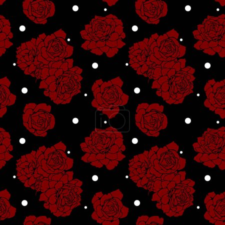Photo for Vector seamless pattern with scarlet roses on black background - Royalty Free Image