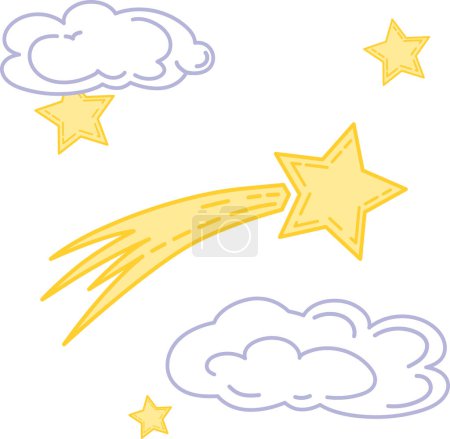 Photo for Vector illustration of a shooting star against the sky with stars and clouds - Royalty Free Image