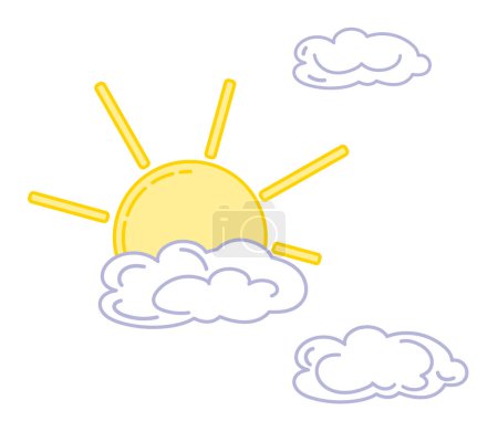 Photo for Vector illustration of sun with clouds, cloudy weather, partly cloudy. from-image waiting for the weather forecast - Royalty Free Image