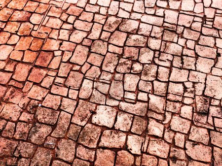 Photo for Setts texture (Cobblestone texture), patterned stone of red colo - Royalty Free Image