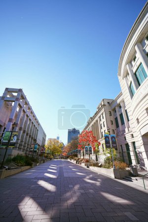 Photo for Raleigh, NC - USA - 11-28-2022: View of Bicentennial Mall in downtown Raleigh with the NC Museum of History on the left, the Museum of Natural Sciences on the right - Royalty Free Image