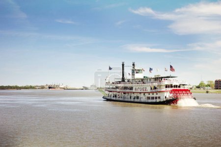 Photo for New Orleans, LA - USA - 03-19-2024: The Natchez steamboat tour on the Mississippi River in New Orleans - Royalty Free Image