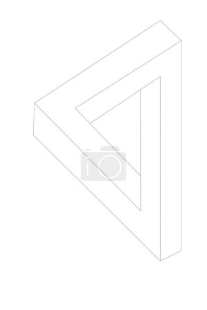 Photo for Impossible 3d geometric construction known as Penrose triangle - isolated illustration - Royalty Free Image