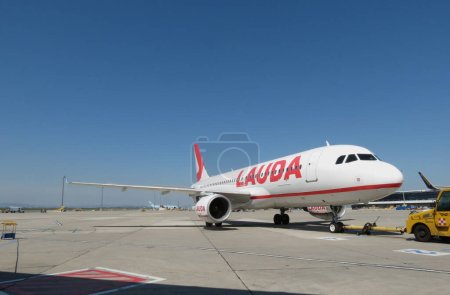 Photo for VIENNA, AUSTRIA - APRIL 22, 2023: Lauda Airbus A320-214 parked at the airport - Royalty Free Image