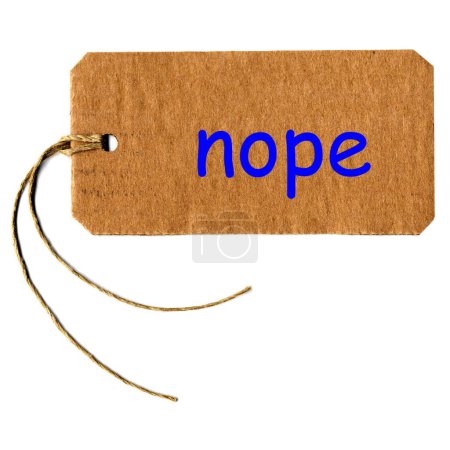 nope tag or label with string isolated over white