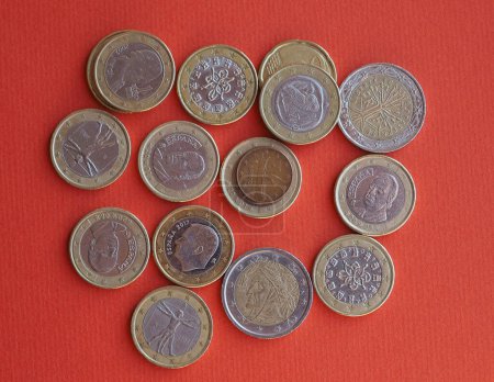 Monedas en euros dinero (EUR), moneda de la Unión Europea