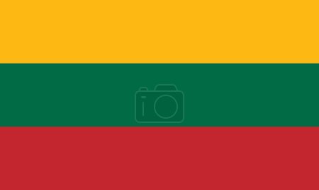 le drapeau national lituanien de Lituanie, Europe - illustration vectorielle isolée