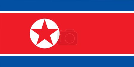 Nordkoreanische Nationalflagge von Nordkorea, Asien isolierte Vektorillustration