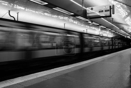 Photo for Paris Metro Station Black & White - Royalty Free Image