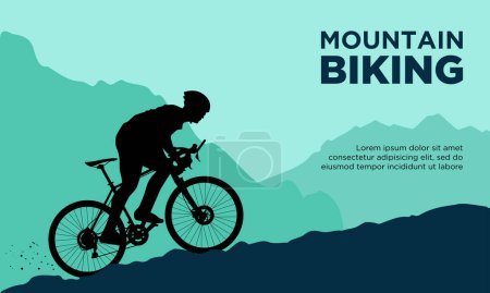 Illustration for Mountain biking vector illustration. Suitable for mountain bike, downhill, and off road cycling. - Royalty Free Image