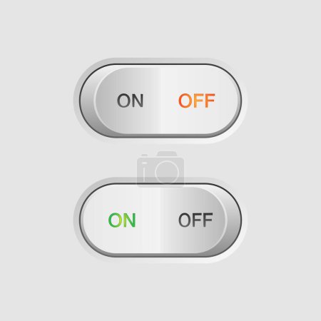 Illustration for Realistic on off button. On off toggle button vector illustration for UI UX element. - Royalty Free Image