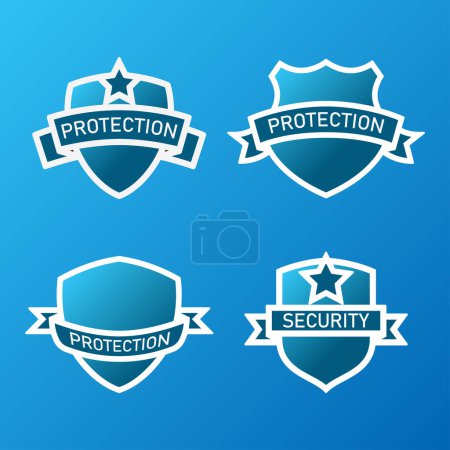 Shield with ribbon logo collection. Suitable for security and safety logo. Shield badge logo template.