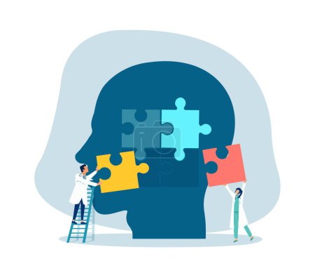 Illustration for Vector of a psychologist helping patient to solve psychological problem.Mental health concept. - Royalty Free Image