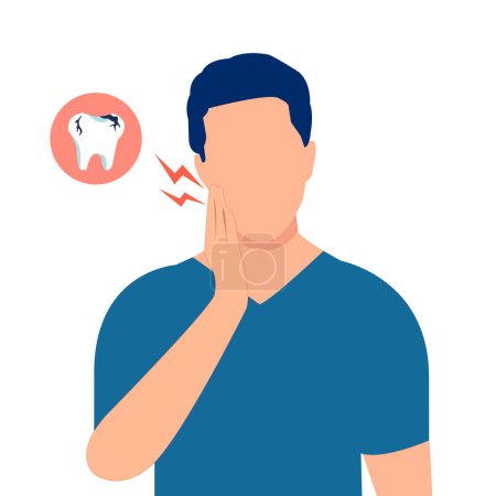 Illustration for Vector of a young man with a toothache - Royalty Free Image