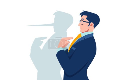 Illustration for Vector of a business man looking surprised when being caught on lie. - Royalty Free Image