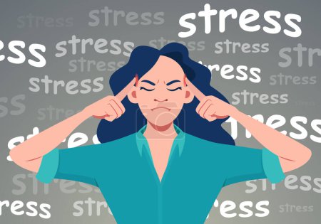 Illustration for Vector of a stressed young woman - Royalty Free Image