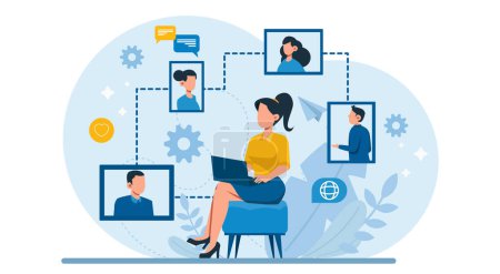 Vector of business people networking online 